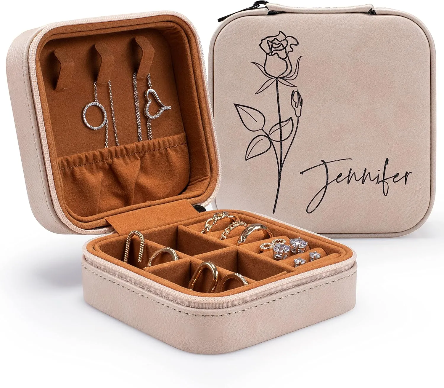 Personalized Travel Jewelry Box (square mini case)